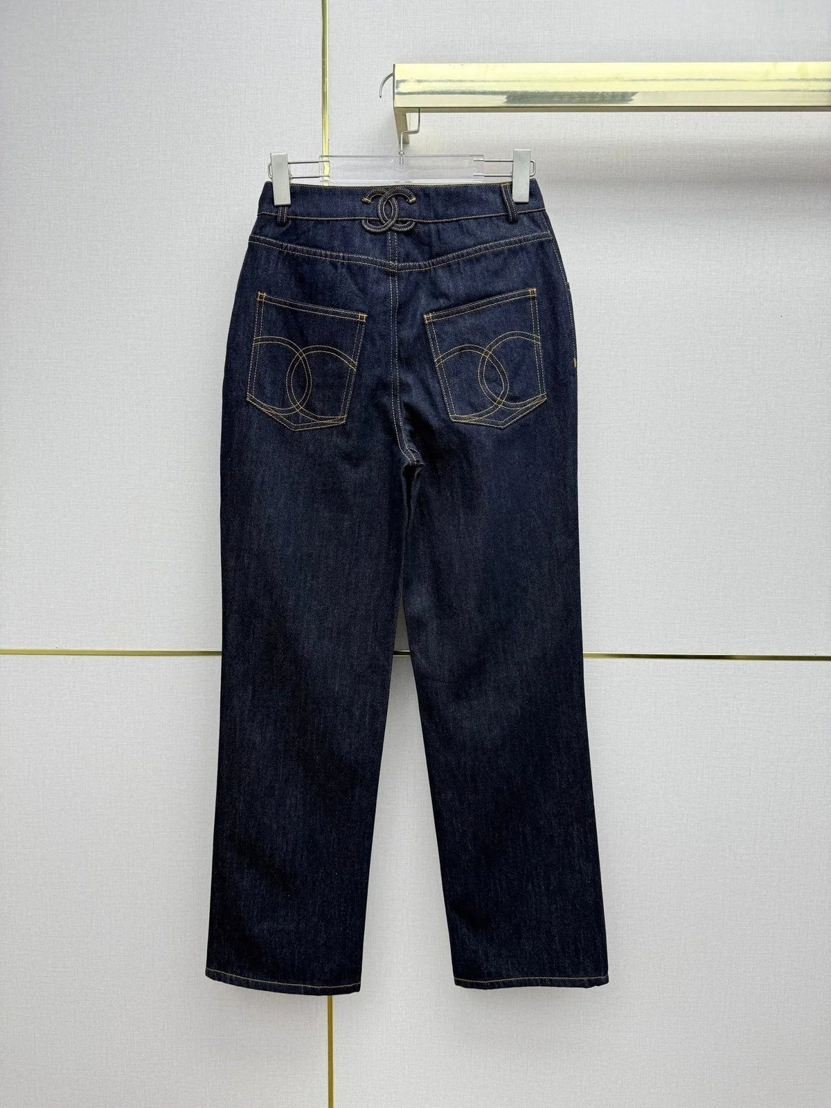 Chanel 2026 Straight Leg Jeans Navy Blue Cotton 365077