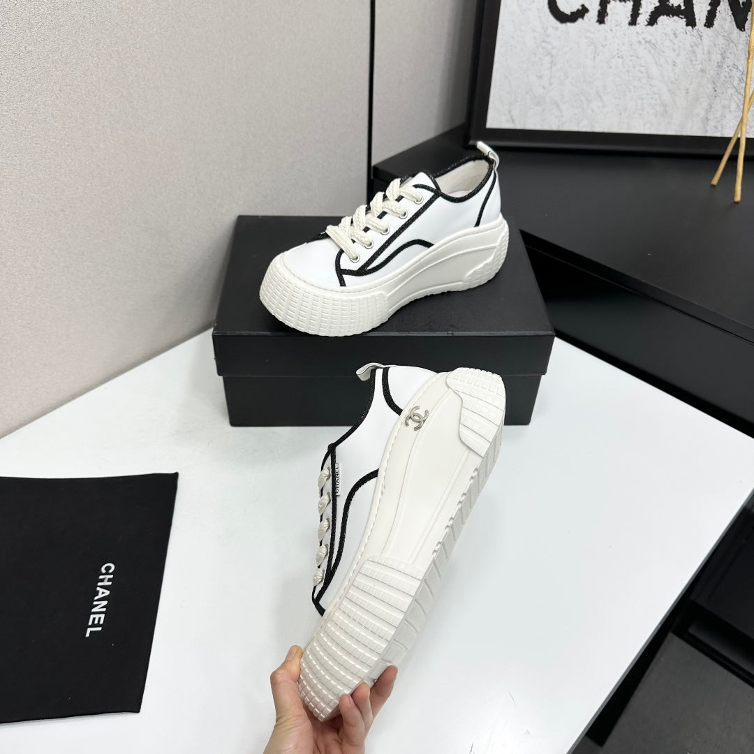 CC 26S Chunky Sneakers in White Calfskin