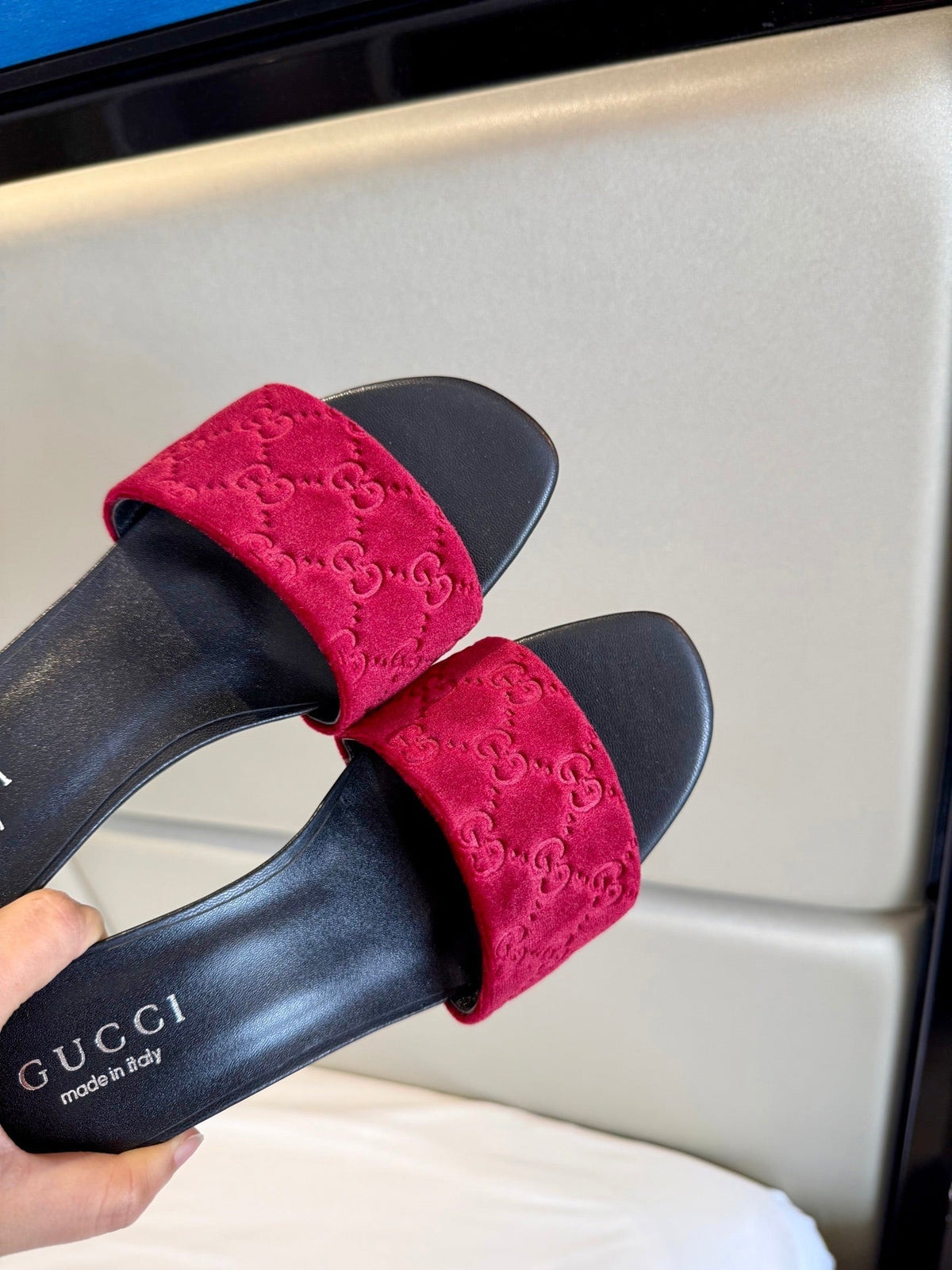 Gucci 26s Slide Sandals 5.5cm Dark Red Velvet