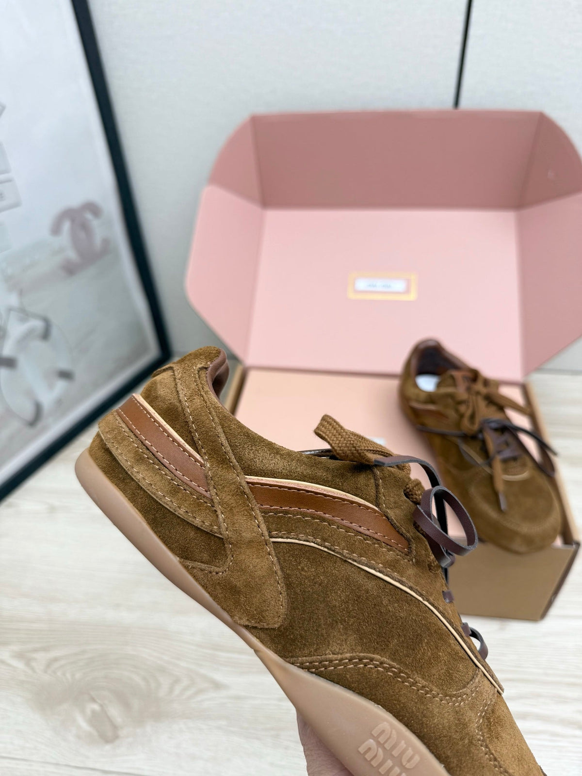 Miumiu 26s Sneakers Brown Suede Style 10