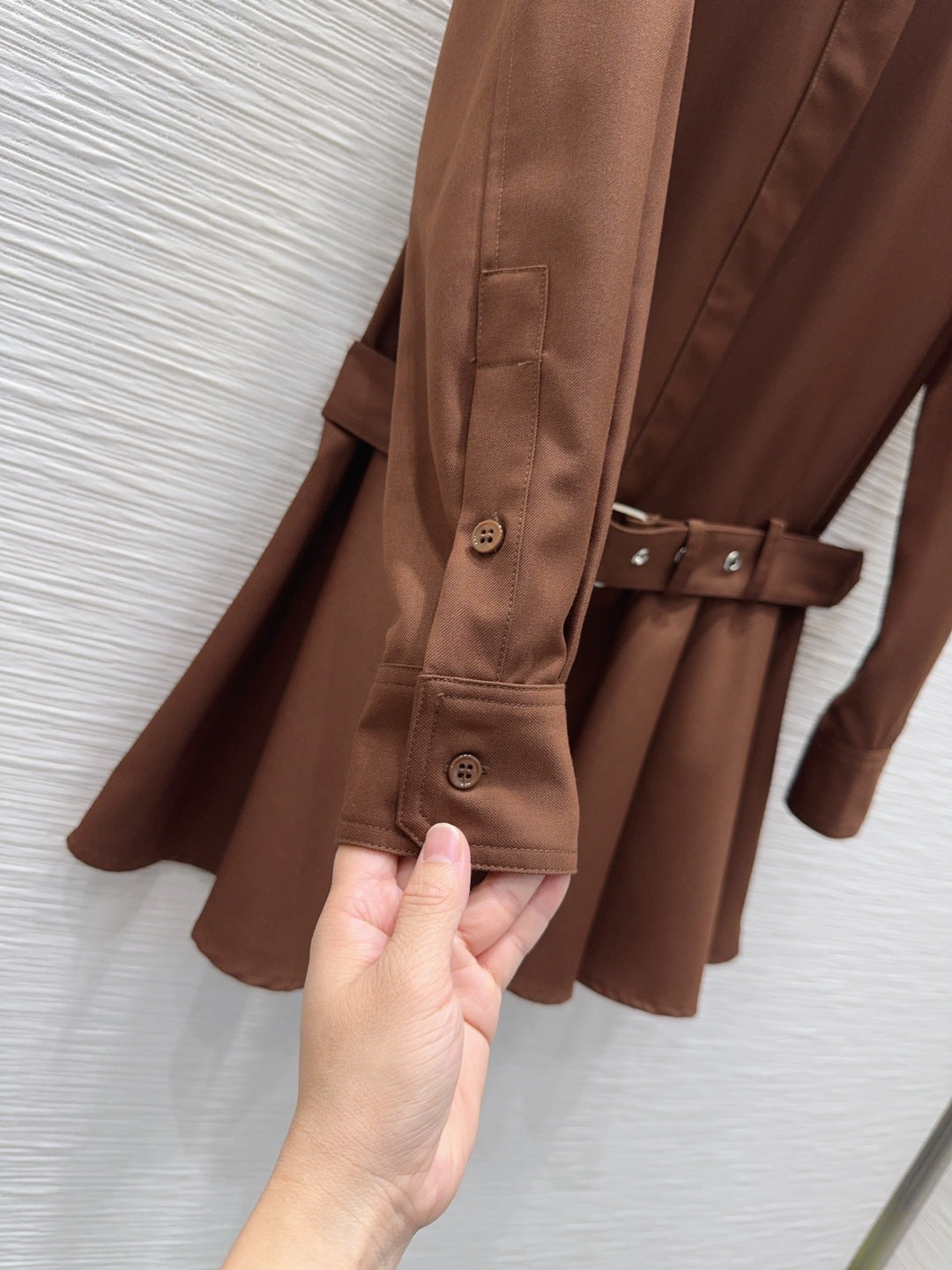 LW 26S Flared Shirt Dress Drop-Waist Brown Polyester 436502