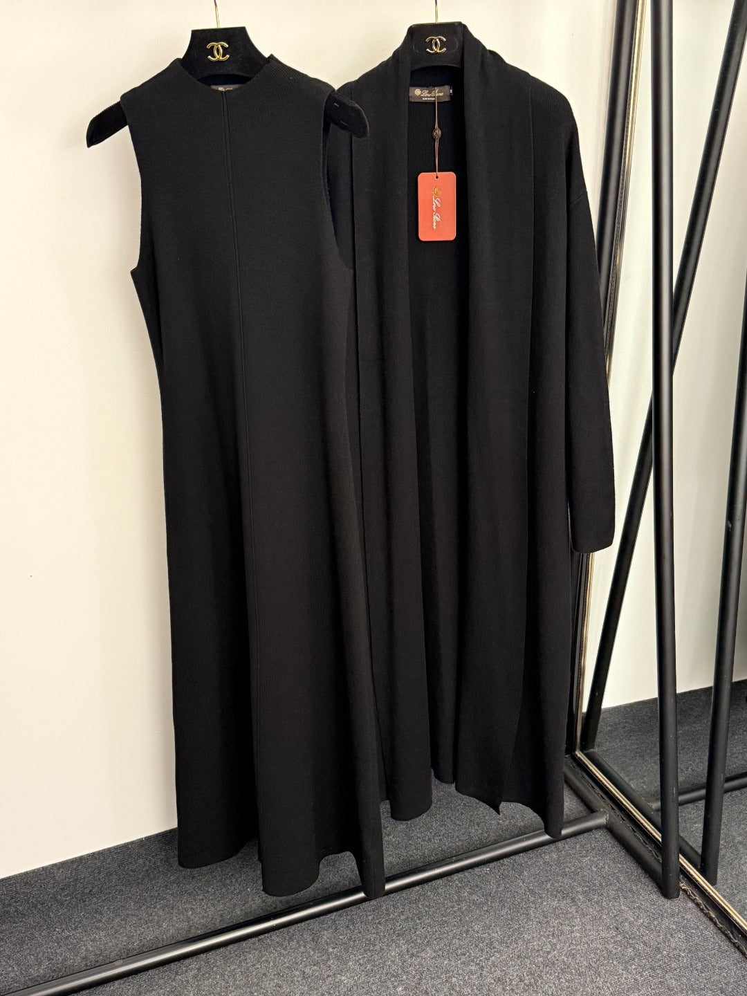 Loro Piana 26S Sleeveless Knit Maxi Dress with Long Cardigan Set 923