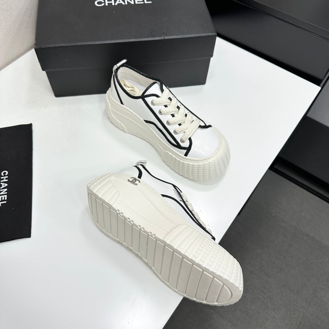 CC 26S Chunky Sneakers in White Calfskin