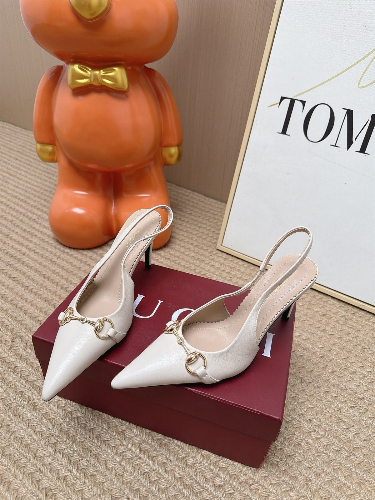 Gucci 26s Slingback Heels 10.5cm Cream White Lambskin