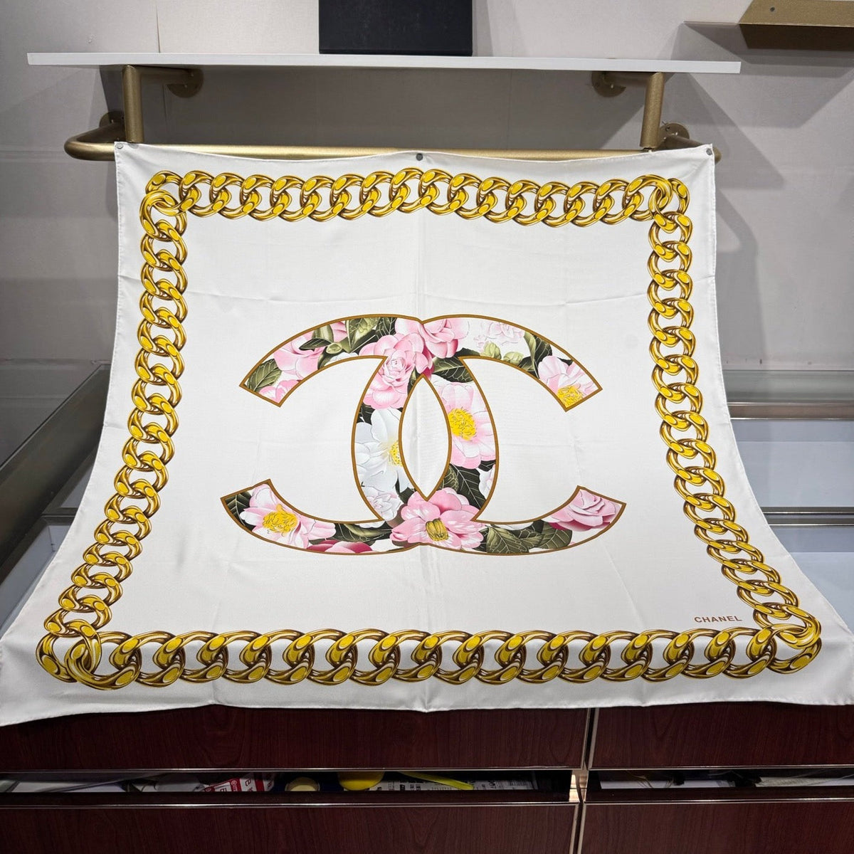 Chanel 2026 CC Logo Square Scarf 90cm Silk 203791