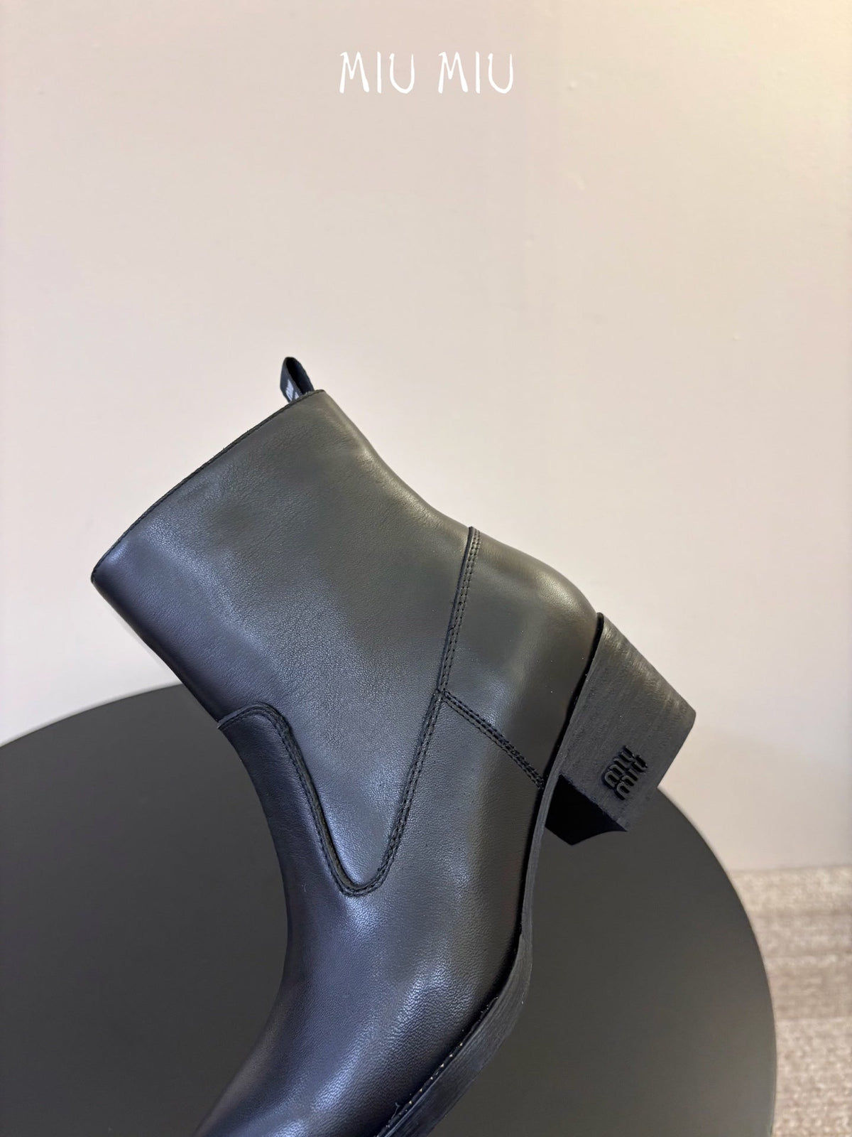 Miumiu 26s Western Ankle Boots Black Calfskin