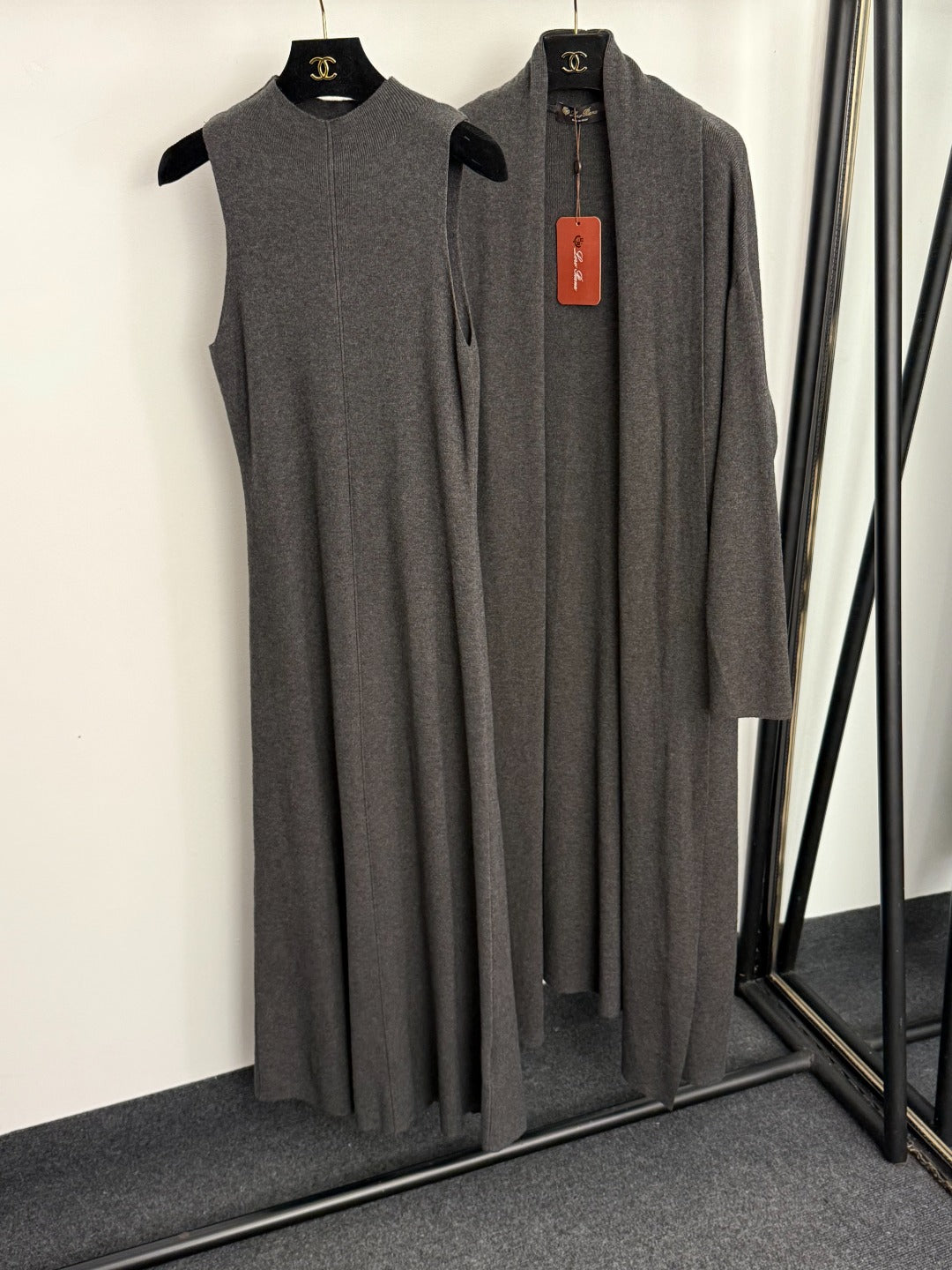 Loro Piana 26S Sleeveless Knit Maxi Dress with Long Cardigan Set 926