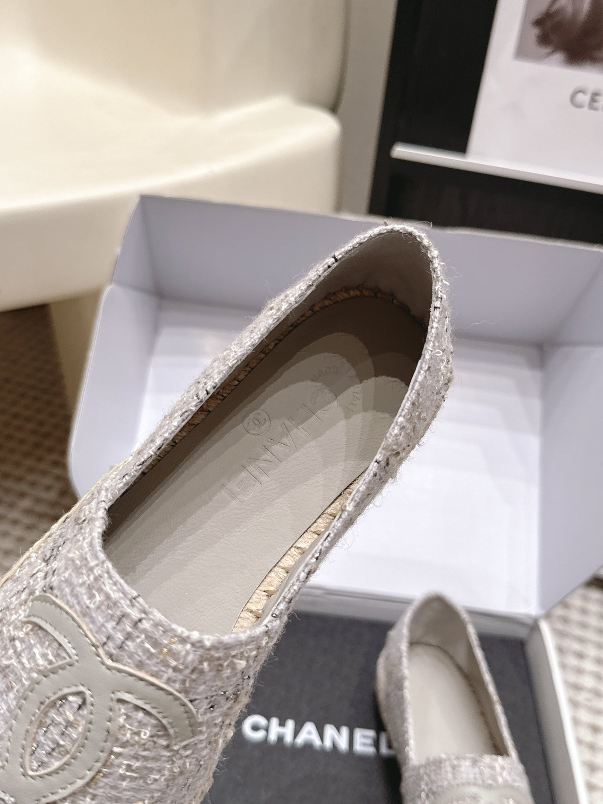 CC 26S Slip-Ons in Grey Tweed and Patent Calfskin