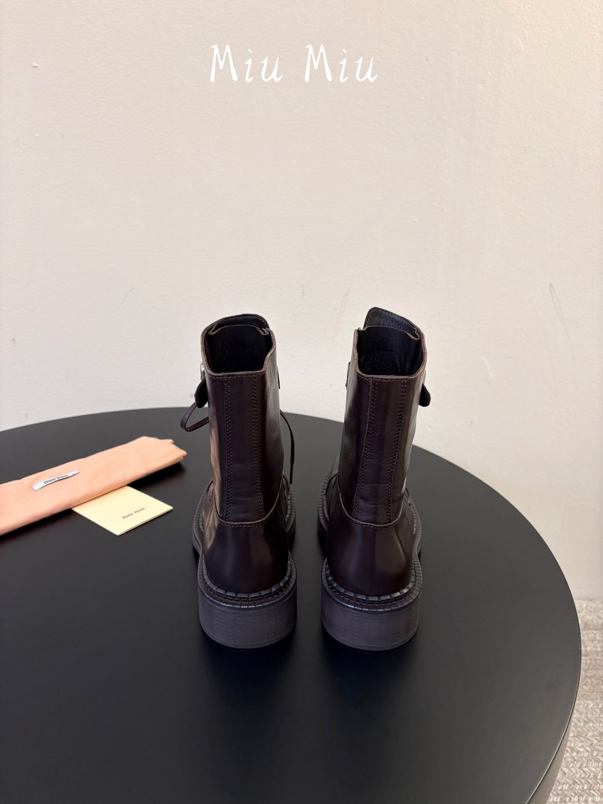 Miumiu 26s Lace-up Ankle Boots Brown Calfskin