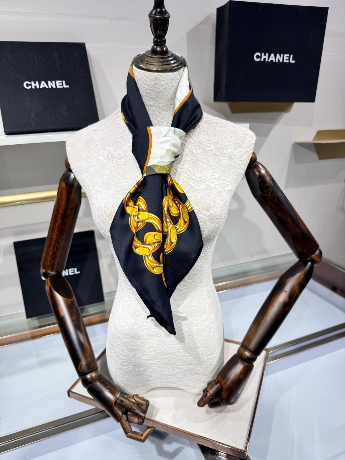Chanel 2026 CC Logo Square Scarf 90cm Silk 203791