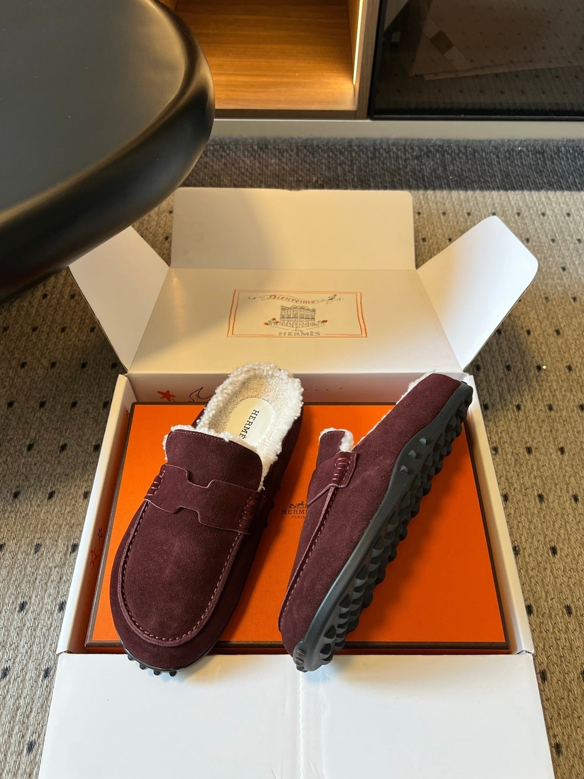HM 26S Destin Mules Dark Red Suede