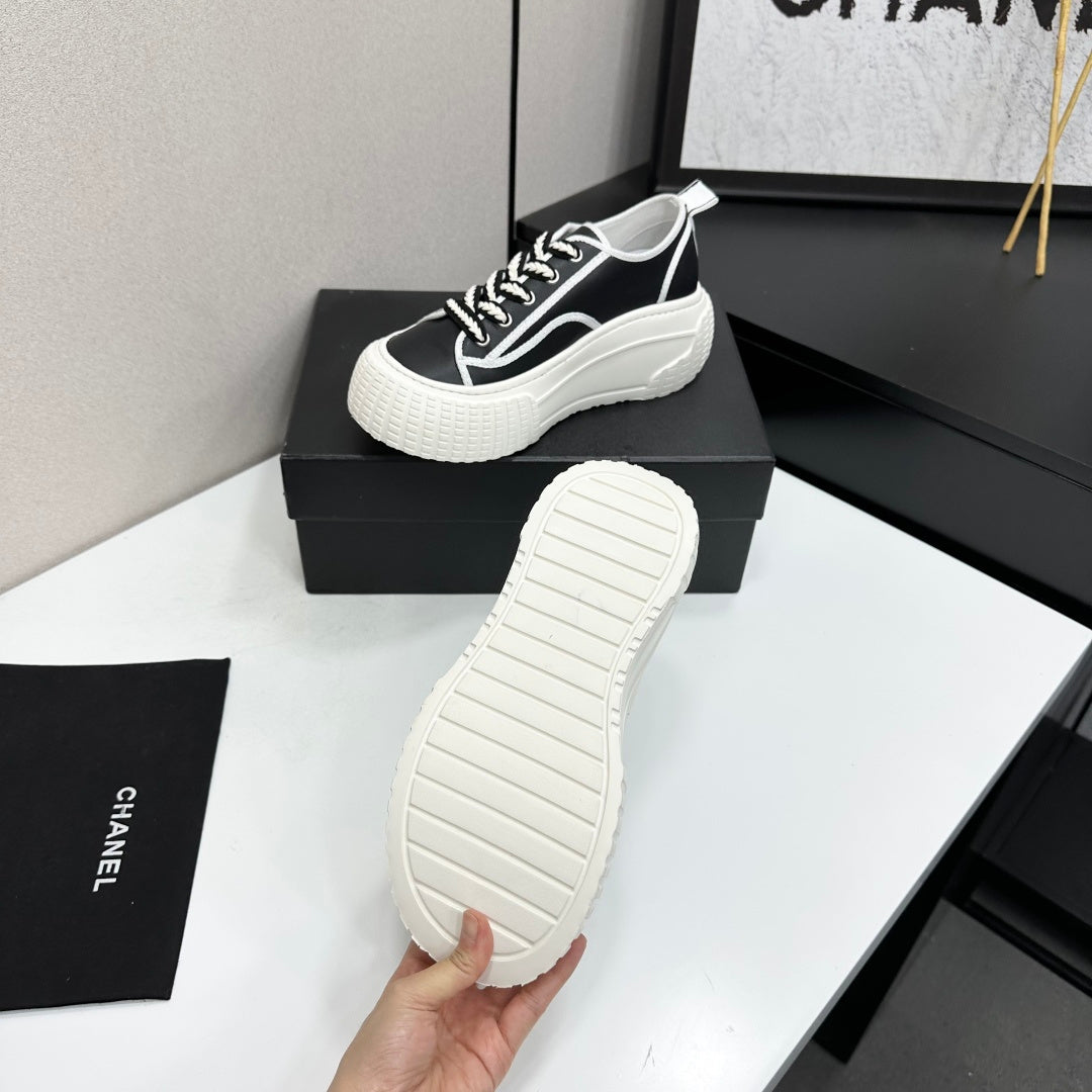 CC 26S Chunky Sneakers in Black and White Calfskin