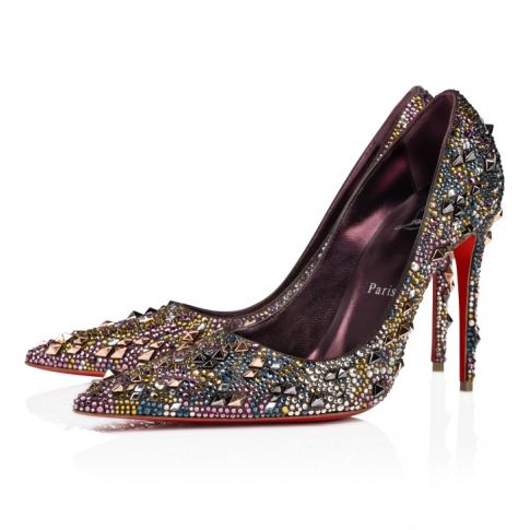 CL Kate Max Strass Eternity 100mm Pumps Metallic Suede And Eternity Strass Anthracite