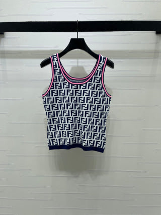 Fendi Jacquard Knit Vest Rayon Polyester 392694