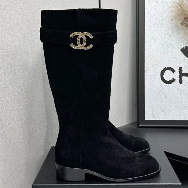 Chanel 2026 Metiers D'art Knee-High Boots 45mm Suede Cowhide 986193