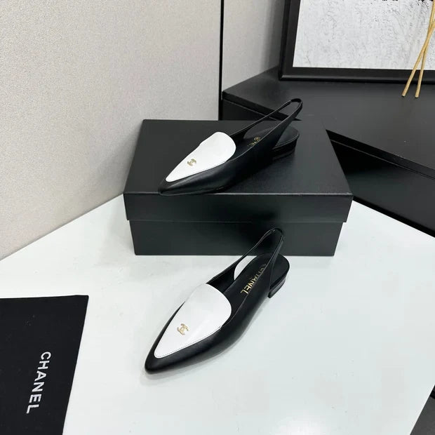 Chanel 2026 Two-Tone Flat Slingbacks Suede Leather 985827