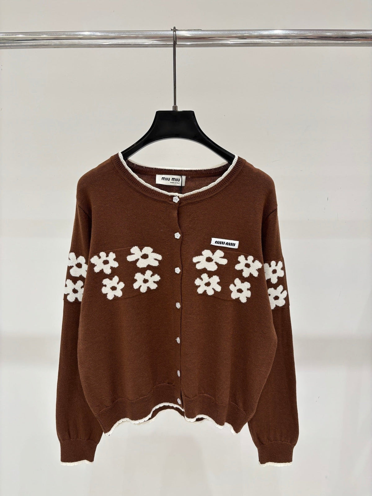 Miumiu 2026 Crew-Neck Embroidered Cardigan Wool 431814