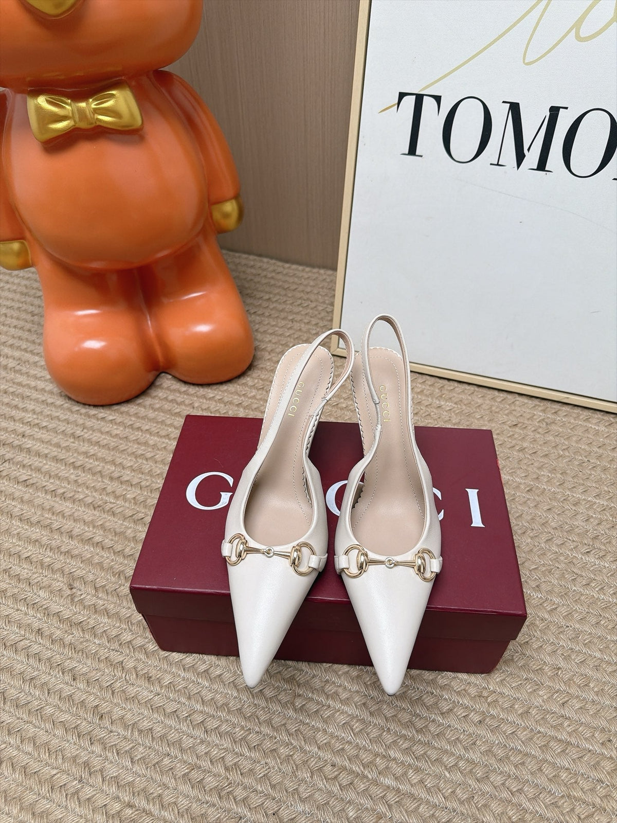 Gucci 26s Slingback Heels 10.5cm Cream White Lambskin