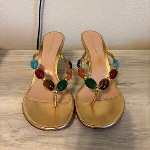 Gianvito Rossi Shanti Thong Sandal Gold Leather