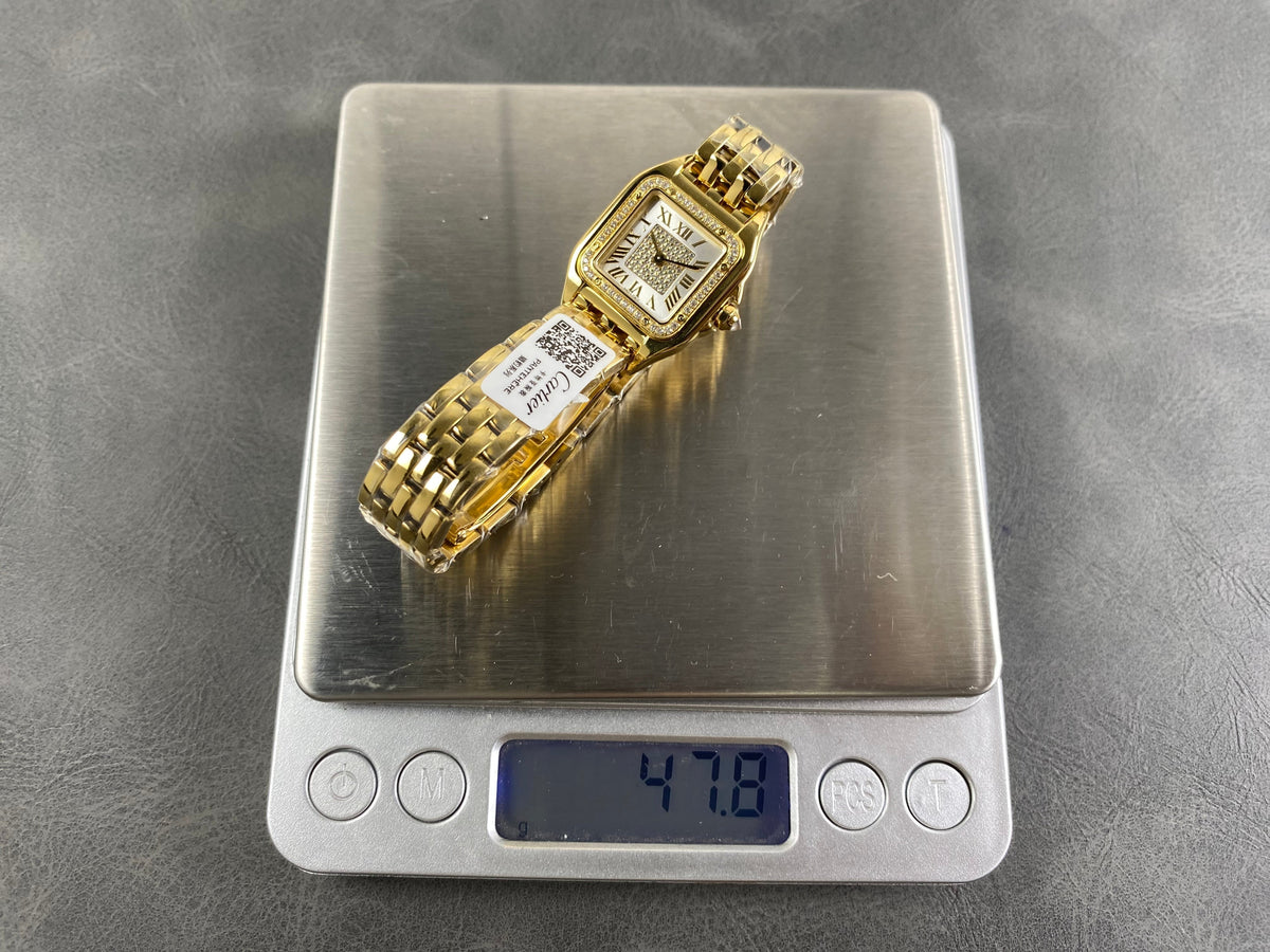 Cartier Panthère 37mm White Diamond Dial Gold Diamond Bezel