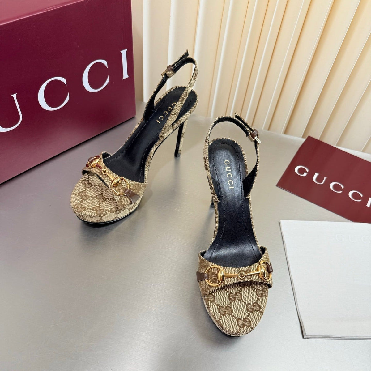 Gucci 26s Slingback Pump 10.5cm Beige GG Canvas
