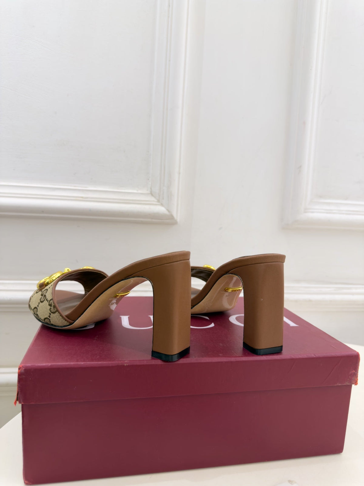 GG Horsebit High-Heel Slide Sandals 8cm Canvas 164956