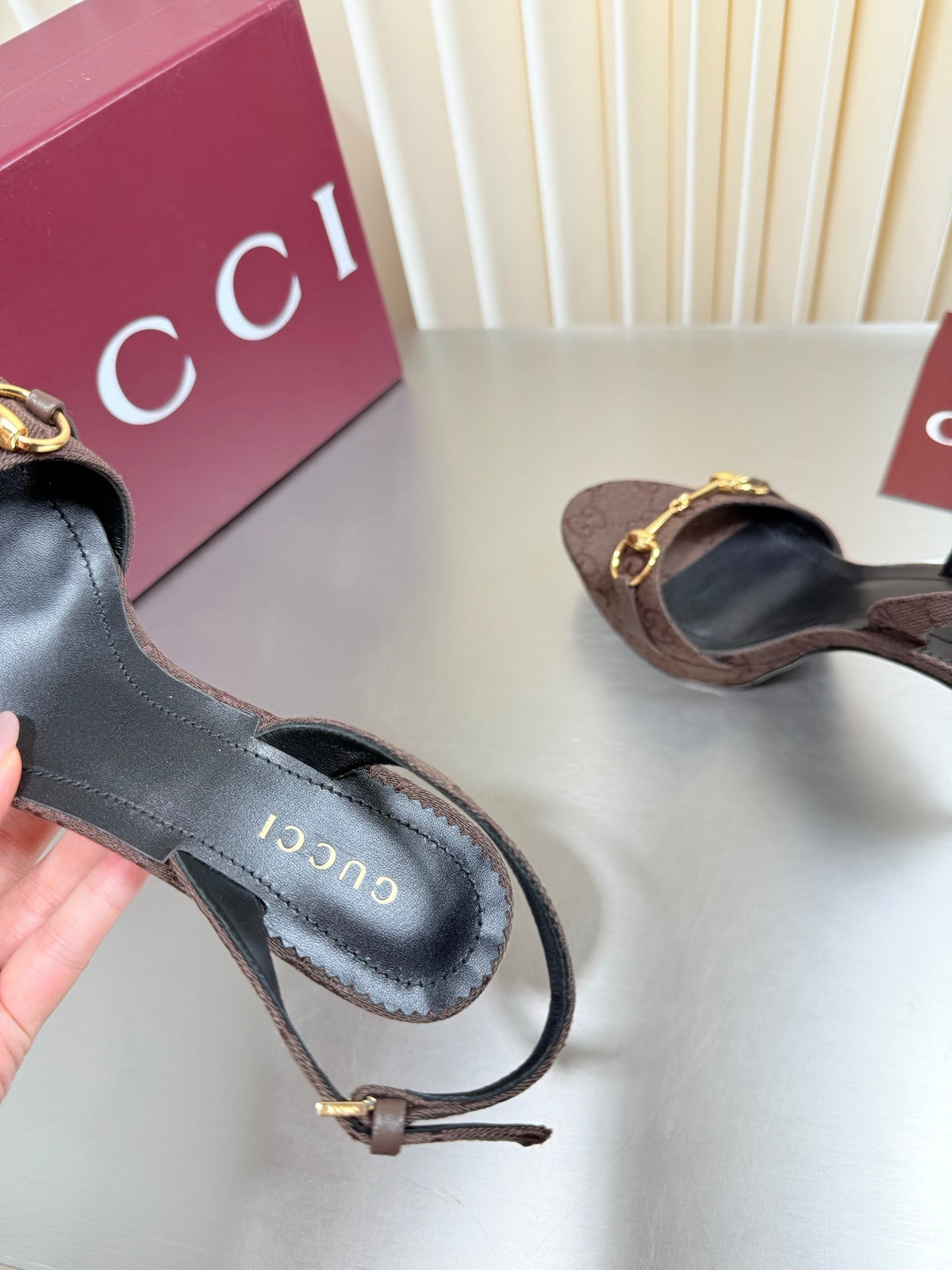 Gucci 26s Slingback Pump 10.5cm Dark Brown GG Canvas