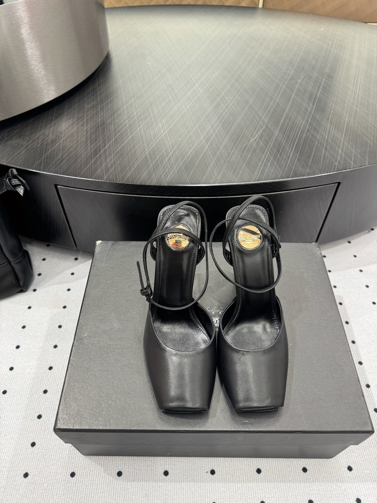 YSL 26S Square-Toe High Heels 105 Mm Black Calfskin