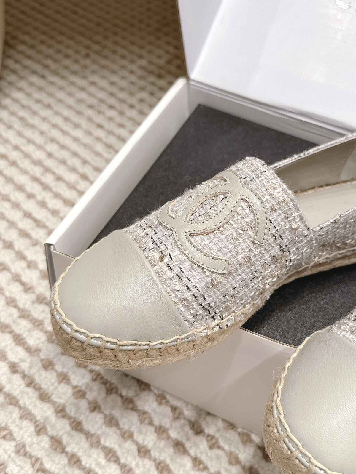 CC 26S Slip-Ons in Grey Tweed and Patent Calfskin