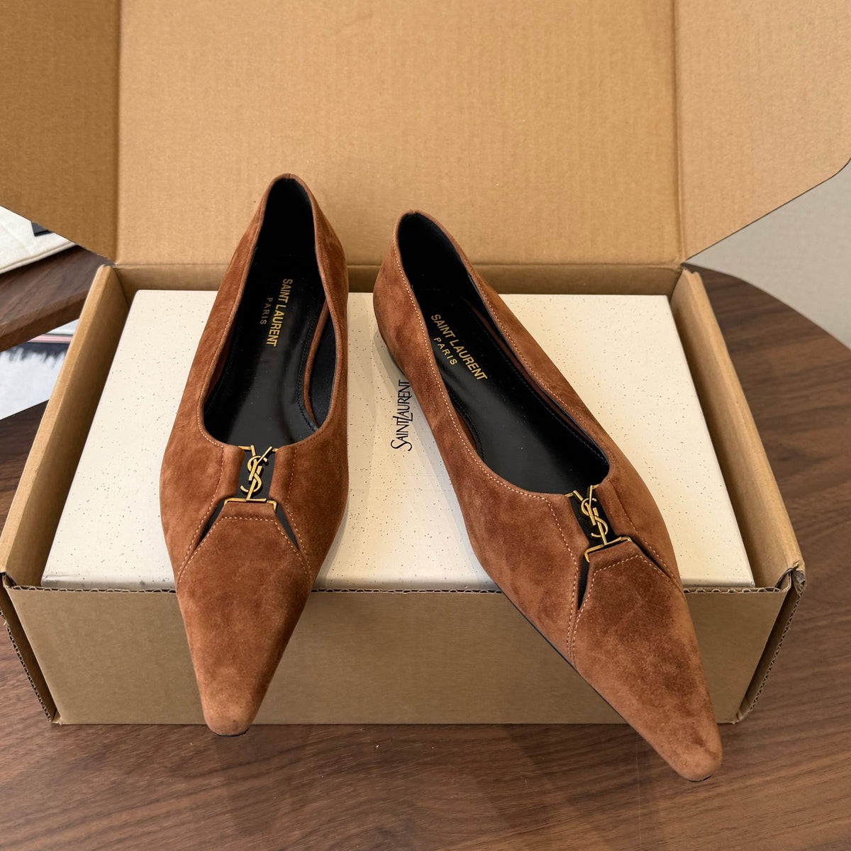 YSL Laurent Ballet Flats Suede 158981