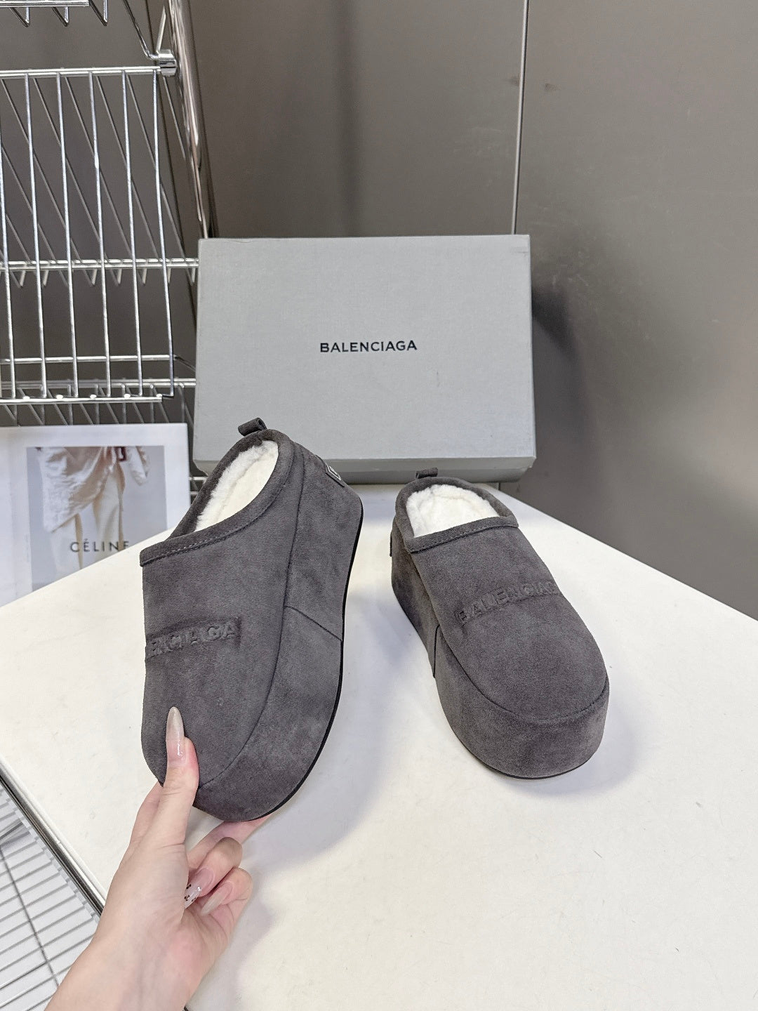 BLC Platform Slides Suede Genuine Fur 151385