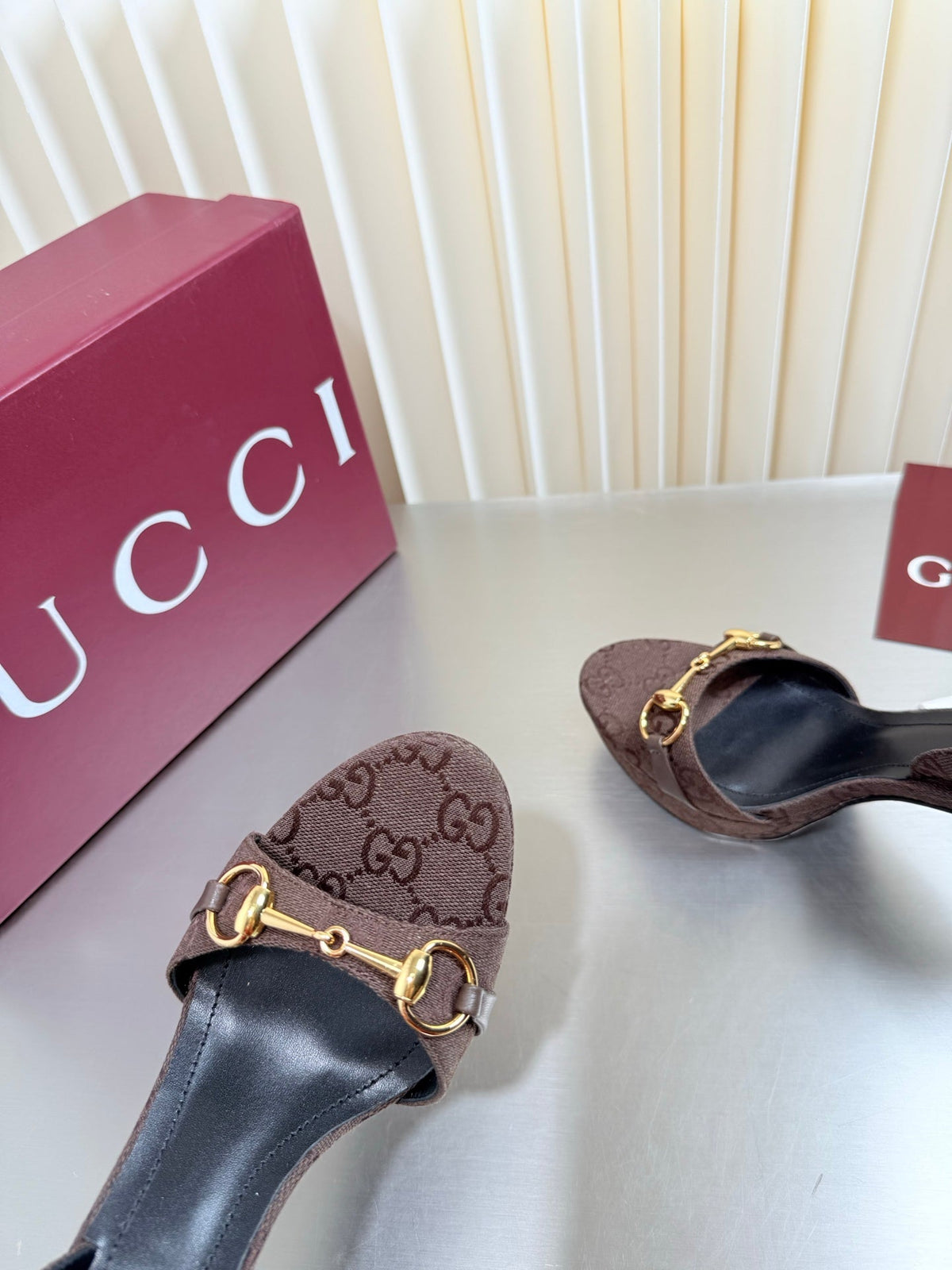 Gucci 26s Slingback Pump 10.5cm Dark Brown GG Canvas