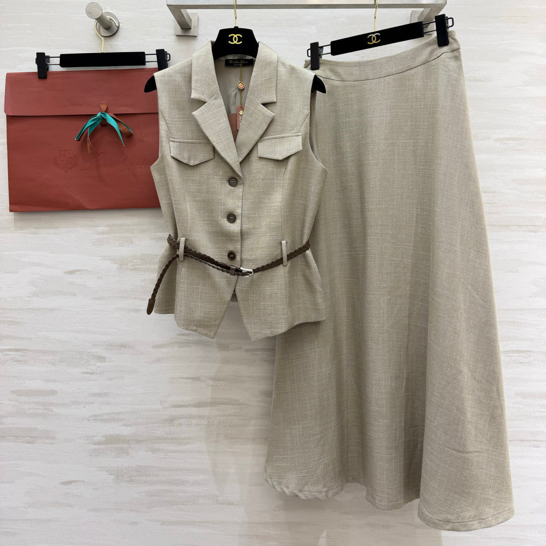 Loro Piana 26S Sleeveless Vest & Maxi Skirt Set 892