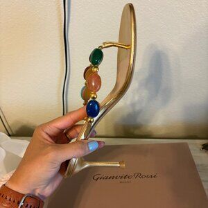 Gianvito Rossi Shanti Thong Sandal Gold Leather