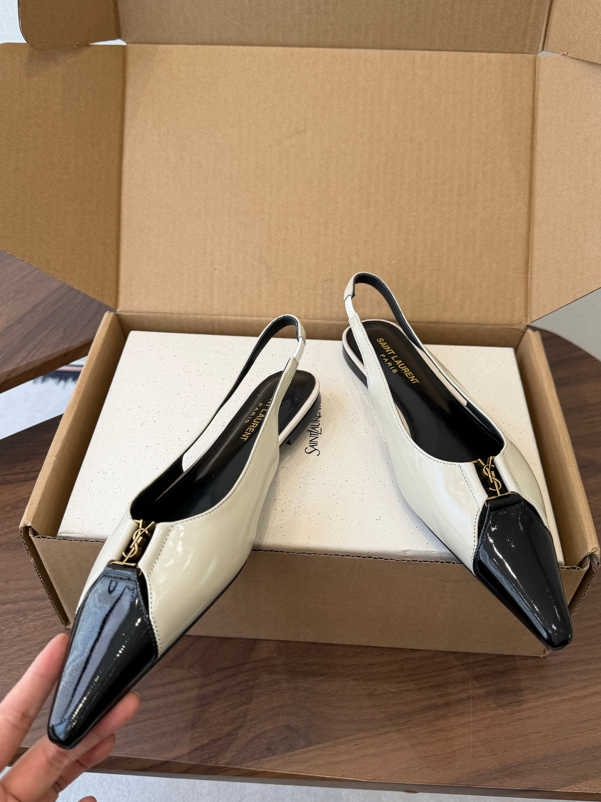 YSL Babylone Slingback Flat Sheepskin 158971