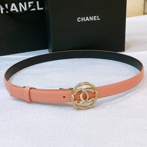 Chanel 2026 CC Rhinestone Twisted Belt 20mm Calfskin
