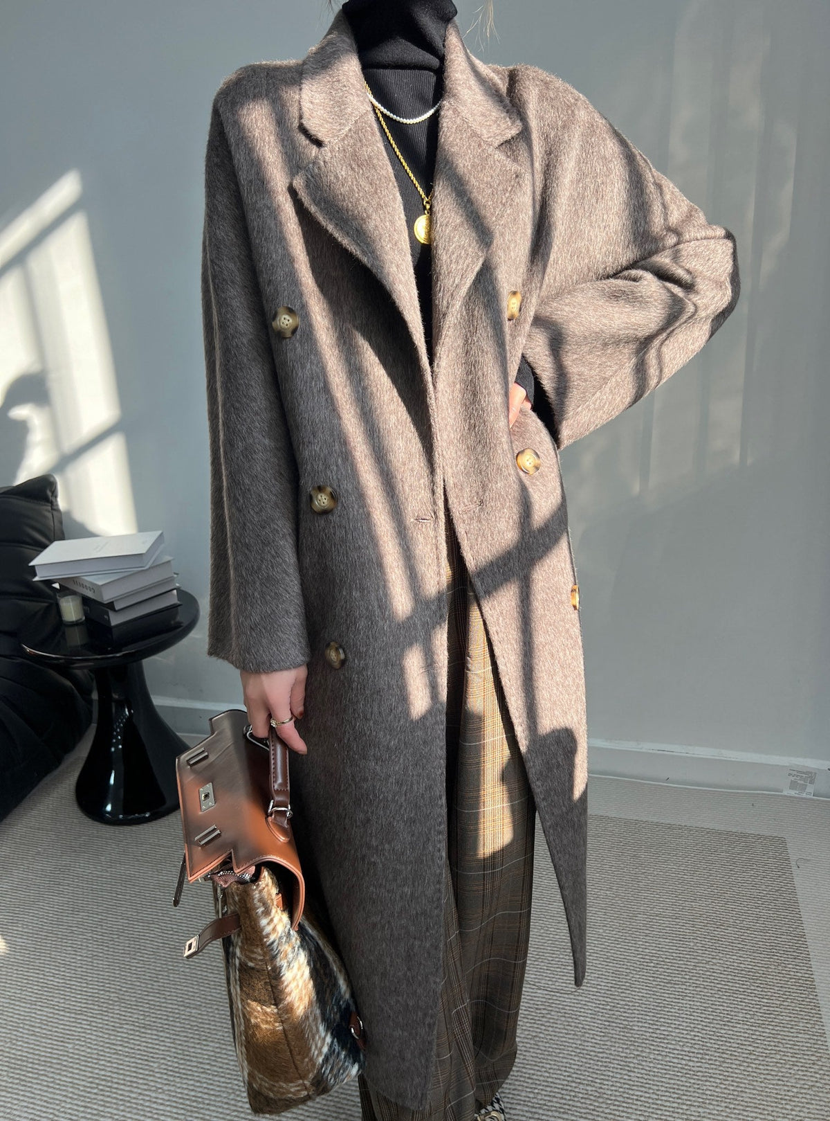 Max Mara 26s Double Breasted Coat Camel Wool Alpaca 434261