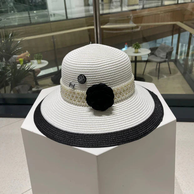 Chanel Camellia Woven Straw Hat 213420