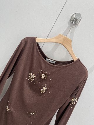 Miu Miu Long-sleeved Base T-shirt Cotton 204818