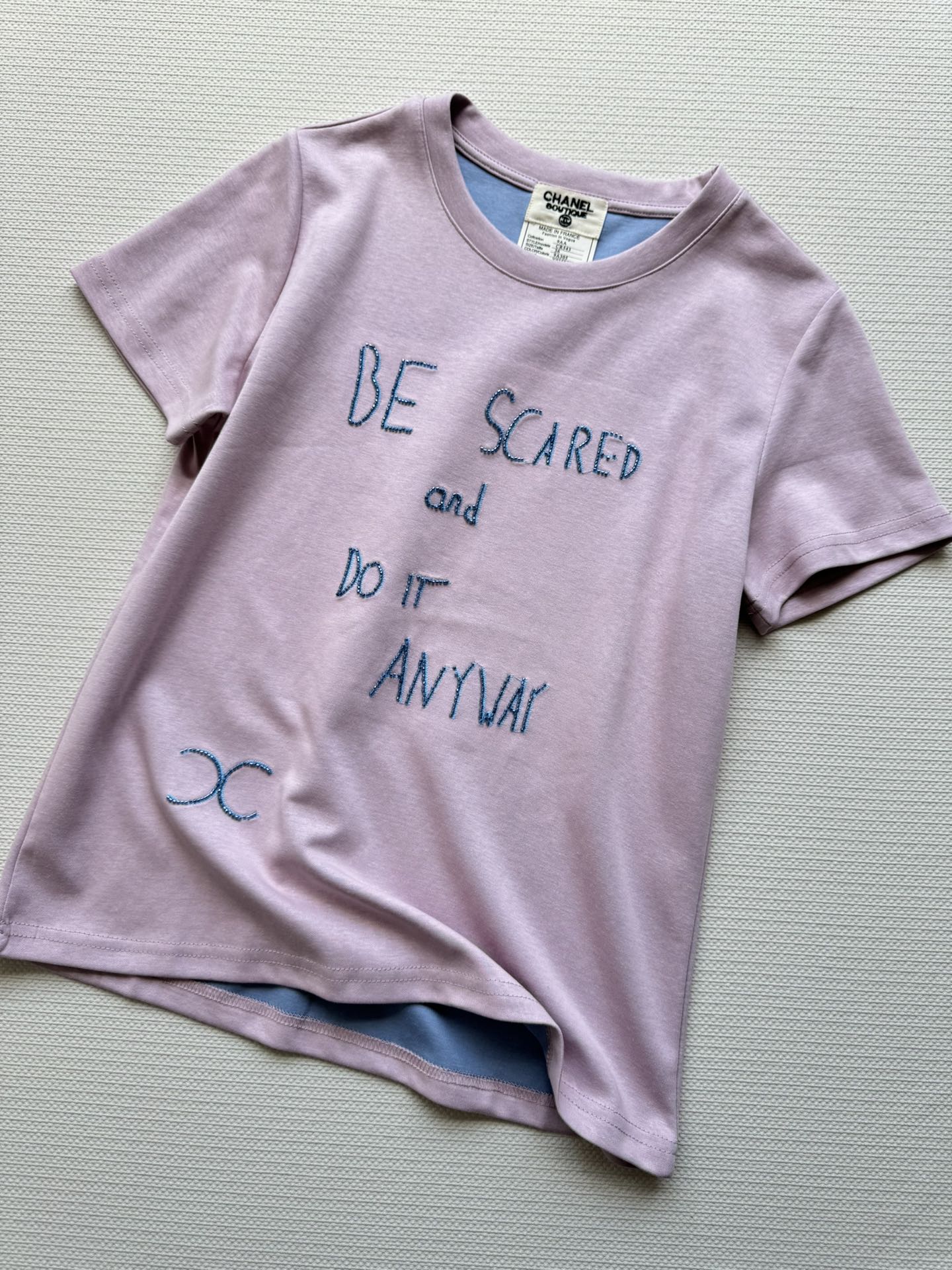 CC 26SS Beaded Short-Sleeve T-Shirt in Cotton