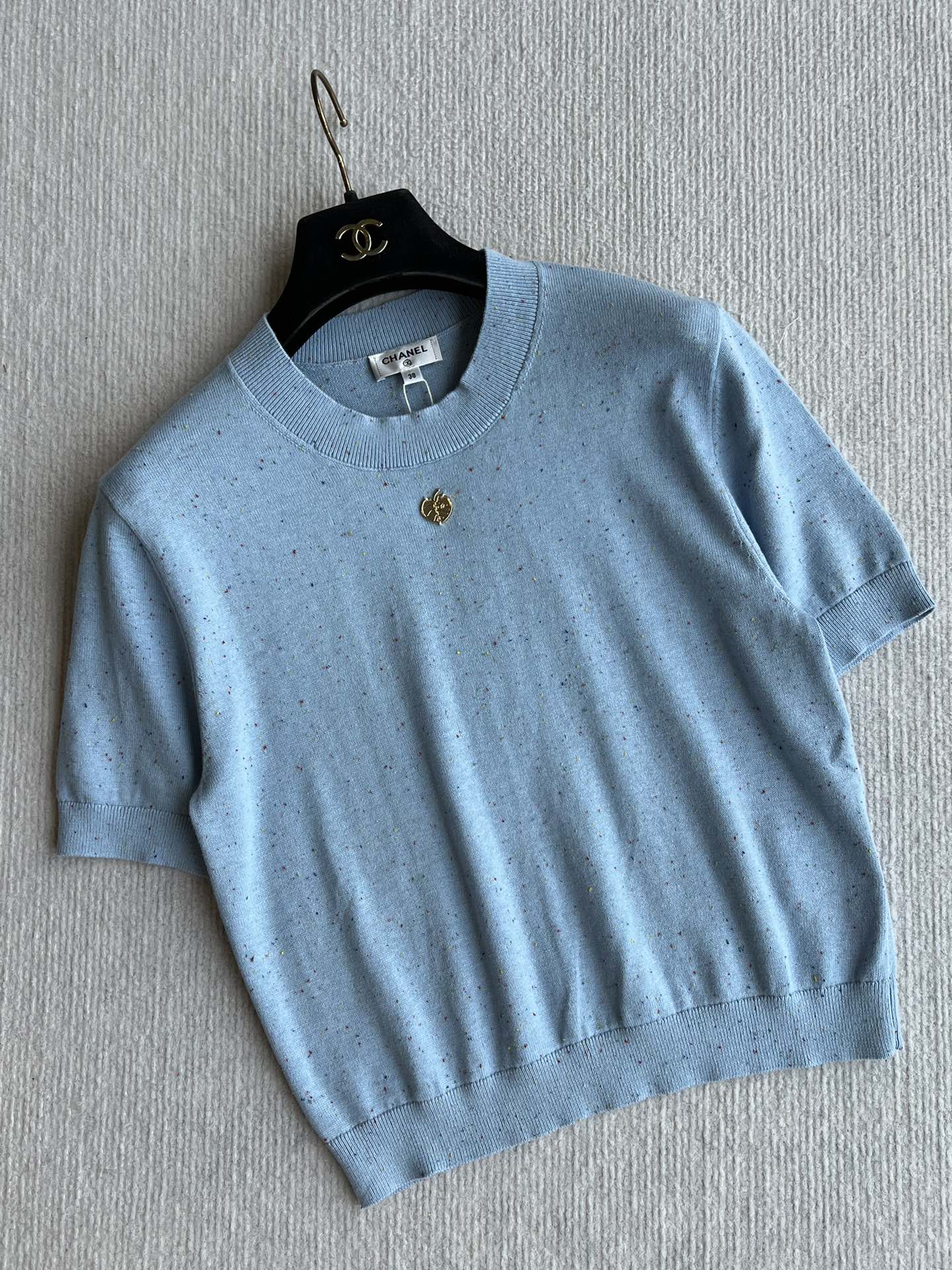 CC 25A Short-Sleeves Top Baby Blue Cashmere