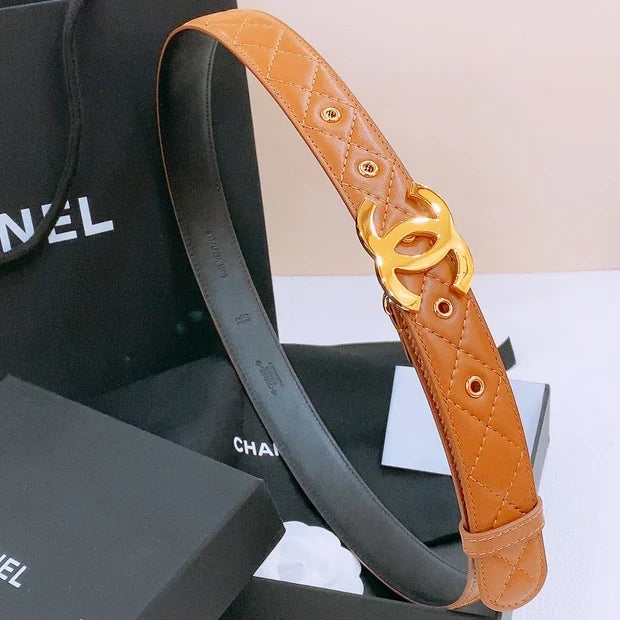 Chanel 2026 Quilted CC Buckle Belt 30mm Lambskin
