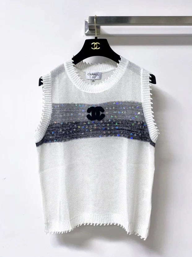 Chanel 2026 Vest Shirt Grey White Tencel Wool 295272