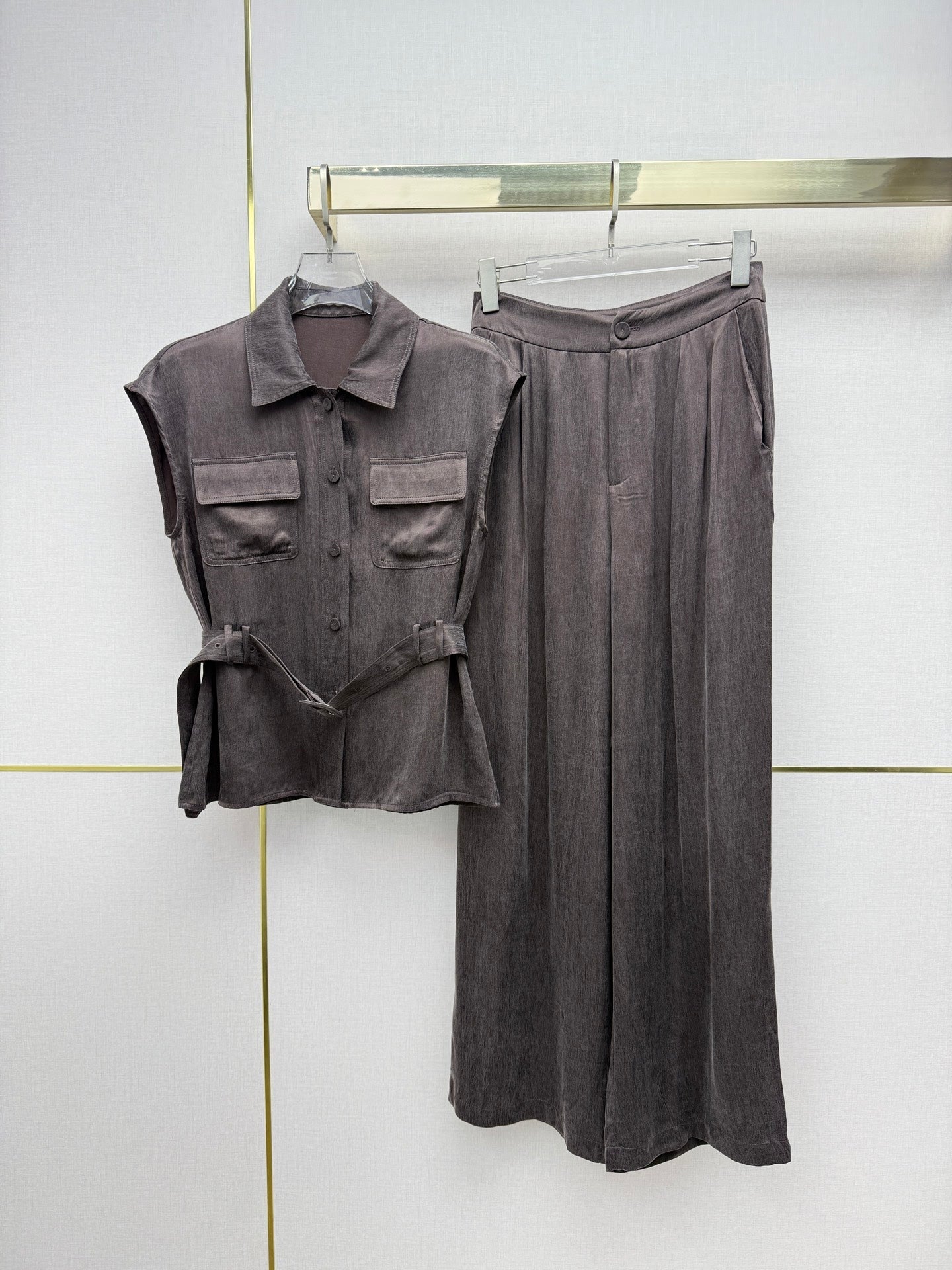 CD 26 Sleeveless Top + Wide-Leg Pants Set in Cupro Yarn