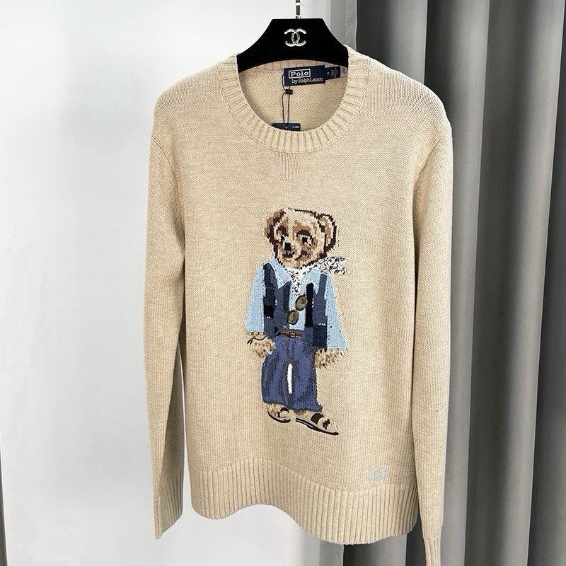 Ralph Lauren 2026 Yellow Scarf Bear Crewneck Sweater Cotton Linen 438273