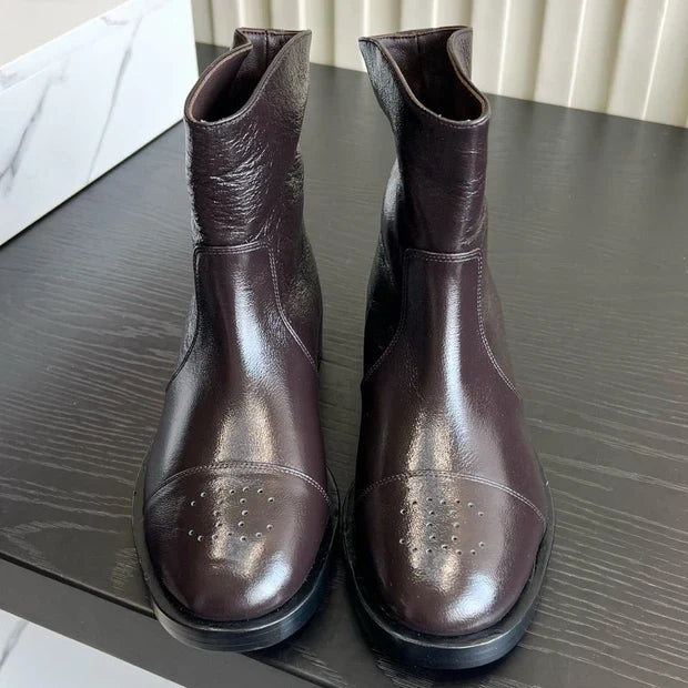Chanel 2026 Perforated Toe Ankle Boots Patent Leather 977237