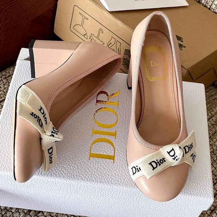 Dior 2026 Embroidered Ribbon Pumps 80mm Suede Canvas Leather 975505