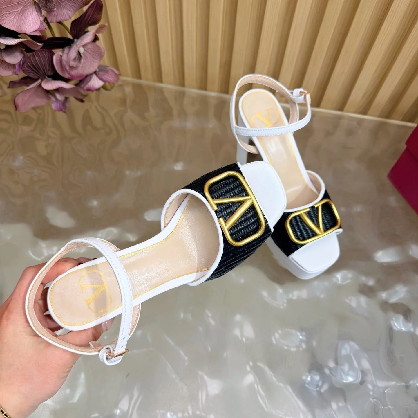 VT 26s Platform Sandals 110 Woven Fabric Cowhide 702268