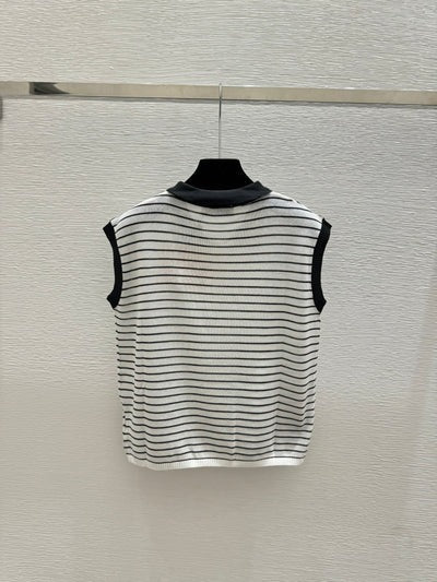 Miumiu 2026 Striped Sleeveless Knit Vest Cotton 341375