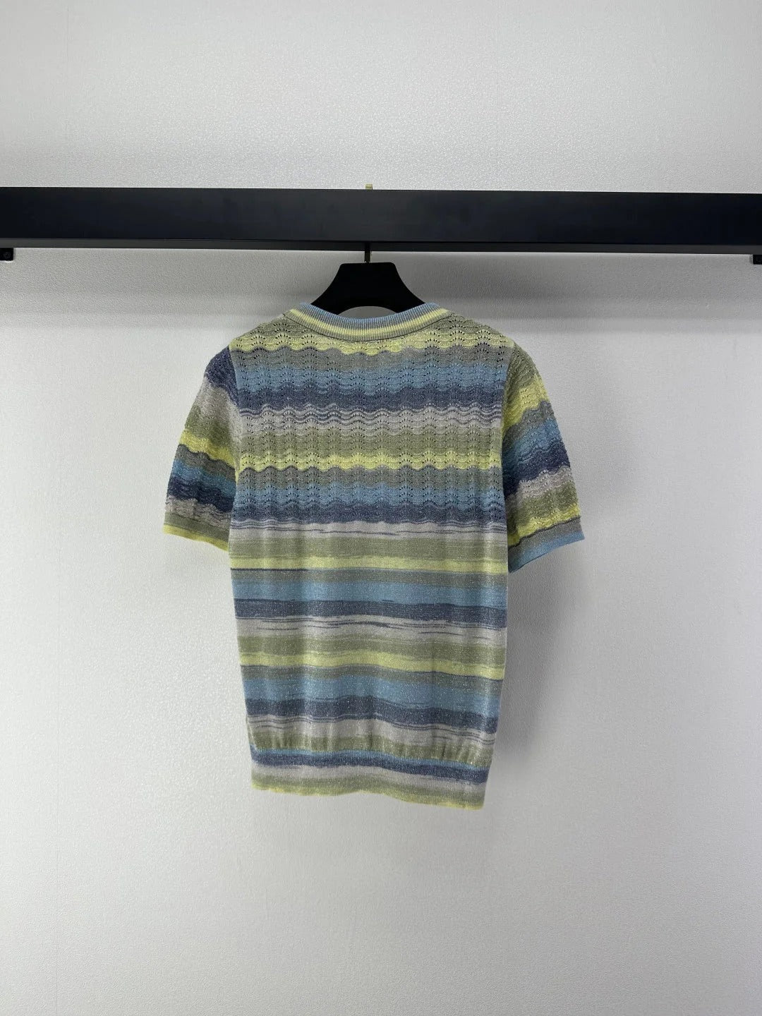 Chanel 2026 Striped Knit Short-sleeved Top Wool Cashmere 368456